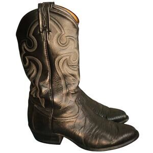 Vintage Tony Lama Cowboy Boot Mens 9 D Western Black Leather Teju Lizard 8539
